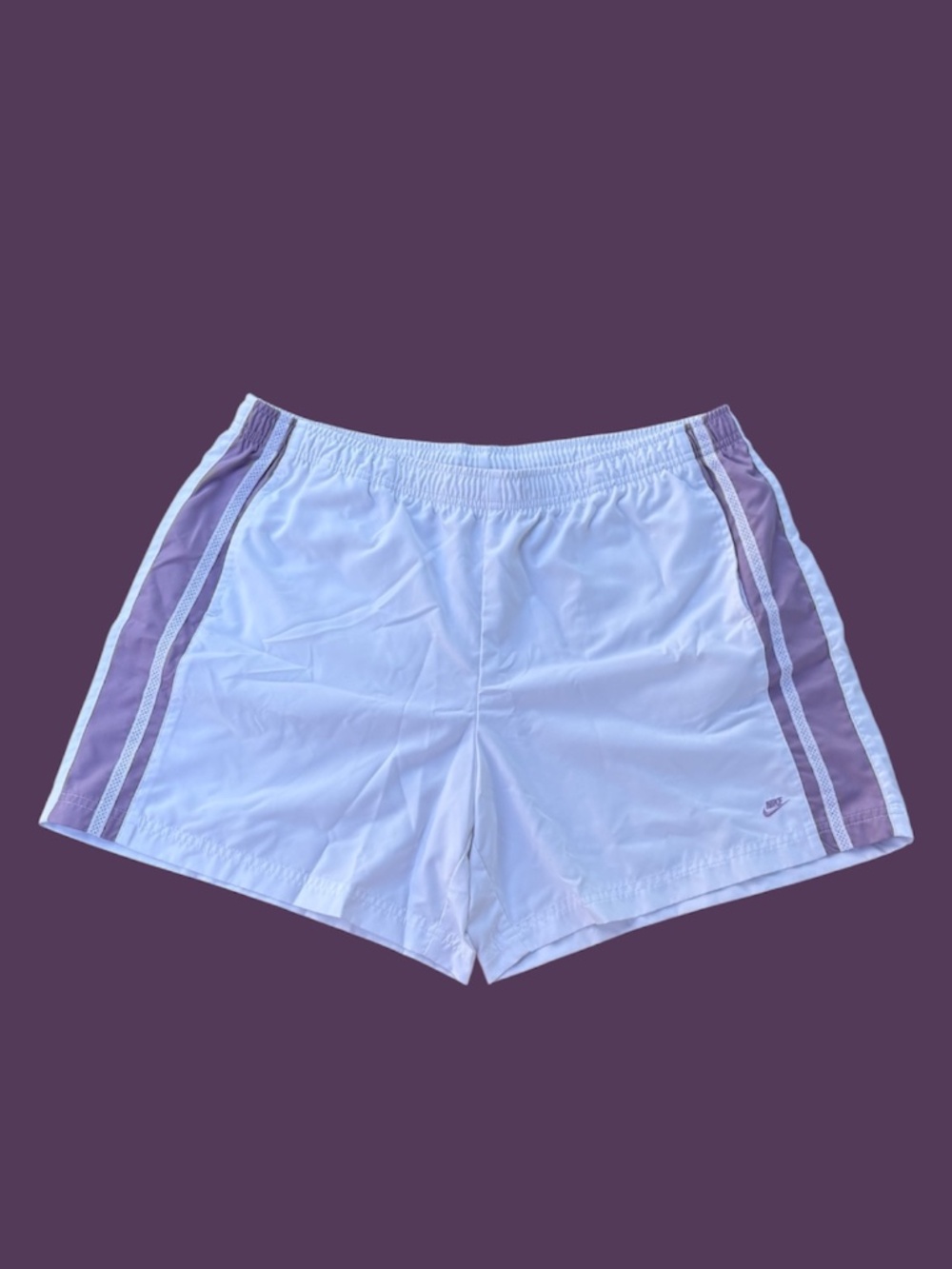 Nike XL 16-18 Running Shorts White Purple Stripe Lightweight Athletic